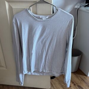 Athleta Light Gray Striped Long Sleeve Shirt